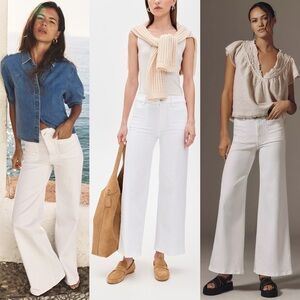 FRAME Le Slim Palazzo Modernist Pocket White Jeans Size 28 NWT New